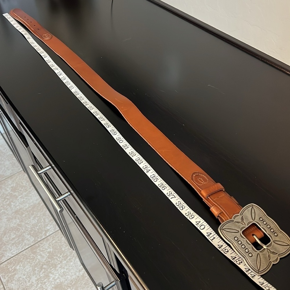 Brown Leather Belt with Silver Buckle - Picture 8 of 14